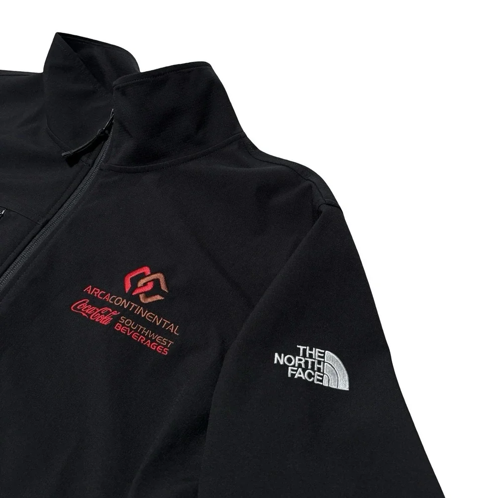 The North Face Men's Black Soft Shell Zip Up Jacket Coca Cola Logo Size XL